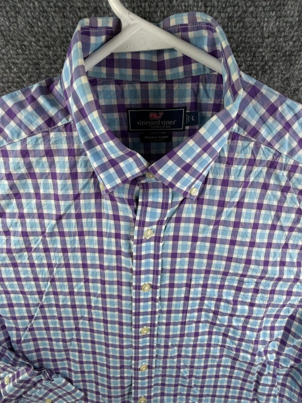 Vineyard Vines Button Up Shirt Long Sleeve Men Large Blue Purple Plaid Murray